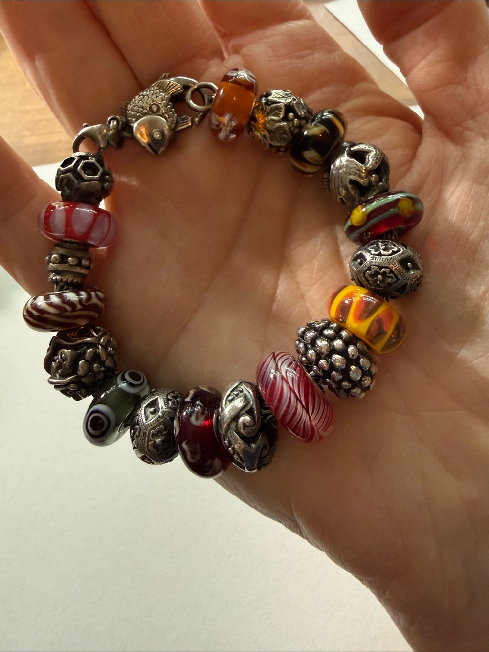 Trollbeads Vintage 925 Sterling Silver & Murano Bead Bracelet, Rare & Retire